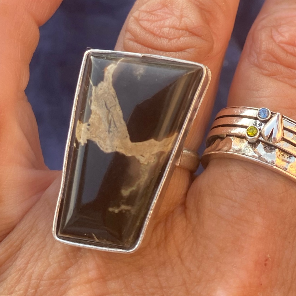 Ocean Jasper & Sterling Silver Handcrafted Ring Size 7 1/2